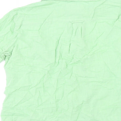 Orvis Womens Green Cotton Basic Button-Up Size 14 Collared