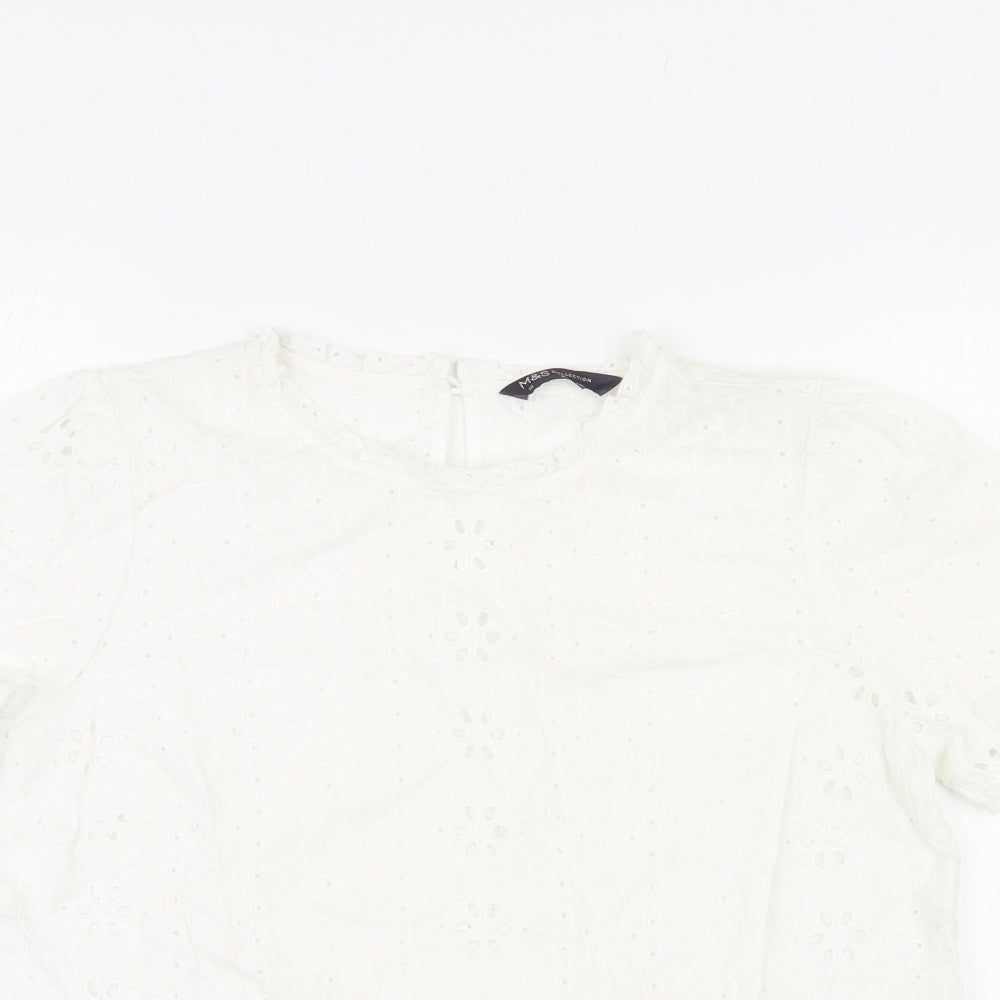Womens UK Size 10 Marks and Spencer Ivory Basic T-Shirt