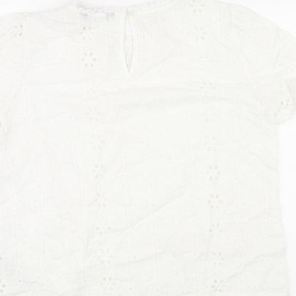 Womens UK Size 10 Marks and Spencer Ivory Basic T-Shirt