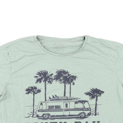 JACK & JONES Mens Green Cotton T-Shirt Size M Crew Neck - South Bay Local
