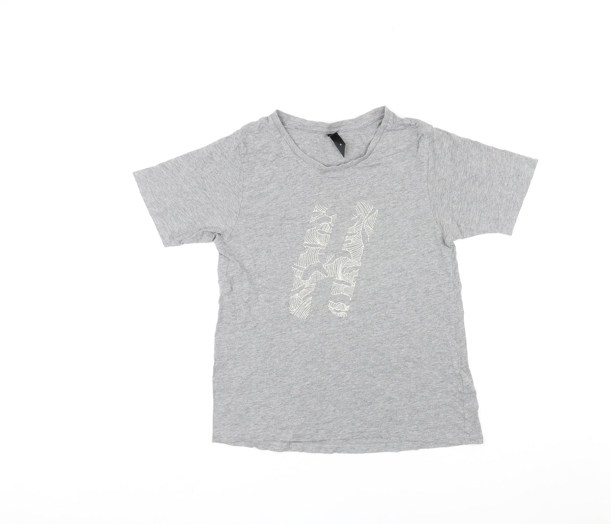 Huffer Womens Grey Cotton Basic T-Shirt Size 8 Round Neck