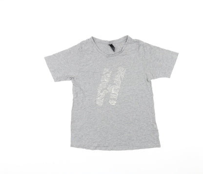 Huffer Womens Grey Cotton Basic T-Shirt Size 8 Round Neck