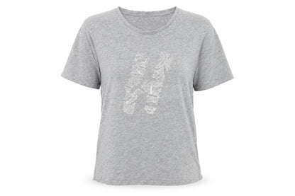 Huffer Womens Grey Cotton Basic T-Shirt Size 8 Round Neck