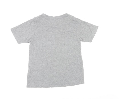 Huffer Womens Grey Cotton Basic T-Shirt Size 8 Round Neck