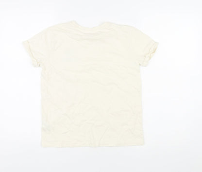 Back view of Studio girls’ ivory cotton basic t-shirt, size 10-11, years round neck pullover