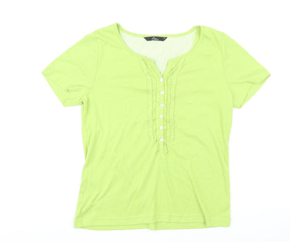 Womens UK Size M BM Casual Green Basic T-Shirt