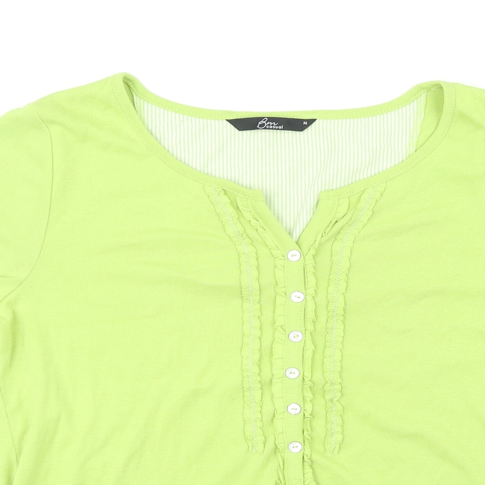 Womens UK Size M BM Casual Green Basic T-Shirt
