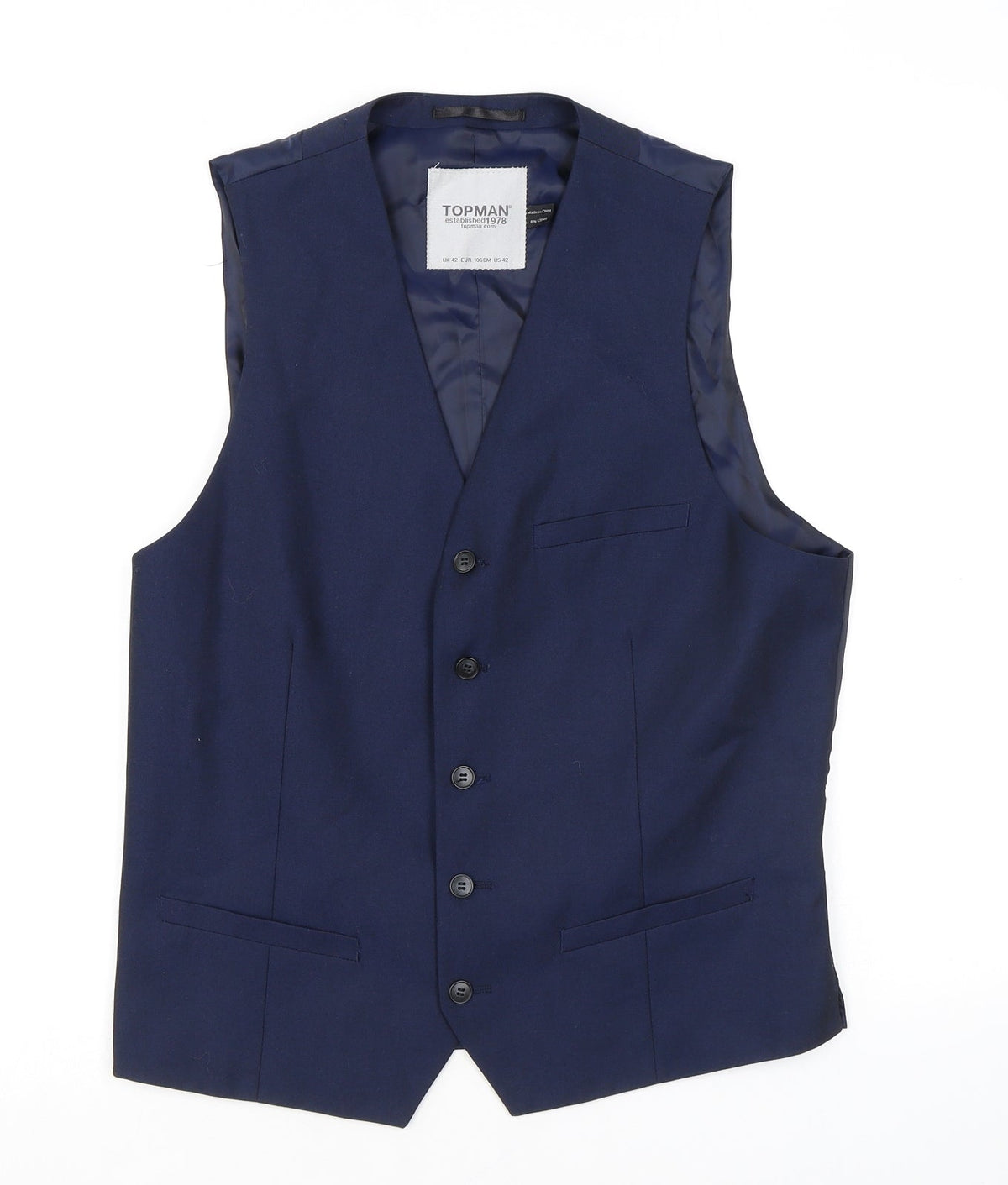 Mens UK Size 42 Topman Regular Blue Suit Jacket