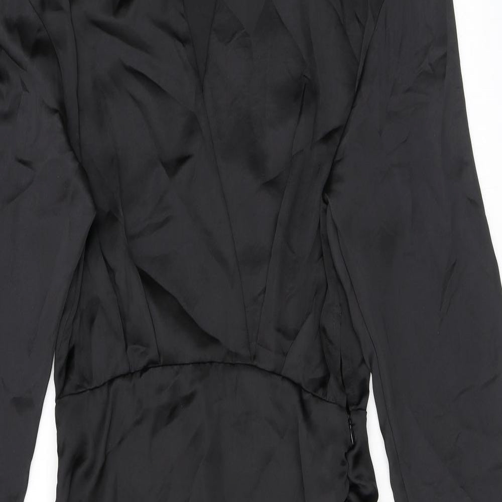 Zara Womens Black Polyester Shirt Dress Size S Collared Pullover - Drawstring Detail