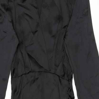 Zara Womens Black Polyester Shirt Dress Size S Collared Pullover - Drawstring Detail