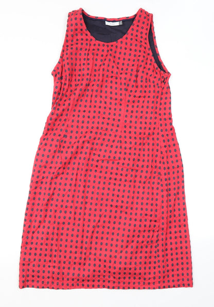 Adini Womens Pink Polka Dot Cotton A-Line Size L Round Neck Pullover