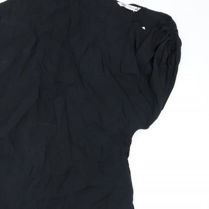 Zara Womens Black Modal Mini Size M Round Neck Pullover