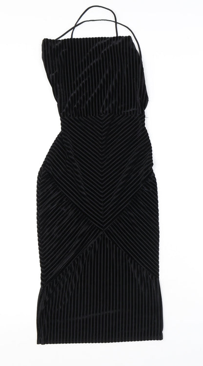 Missguided Womens Black Polyester Tank Dress Size 4 Square Neck Pullover - Open Back