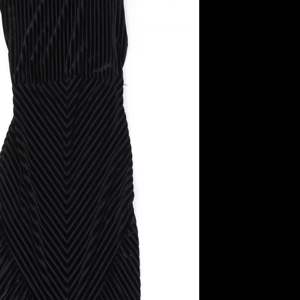 Missguided Womens Black Polyester Tank Dress Size 4 Square Neck Pullover - Open Back