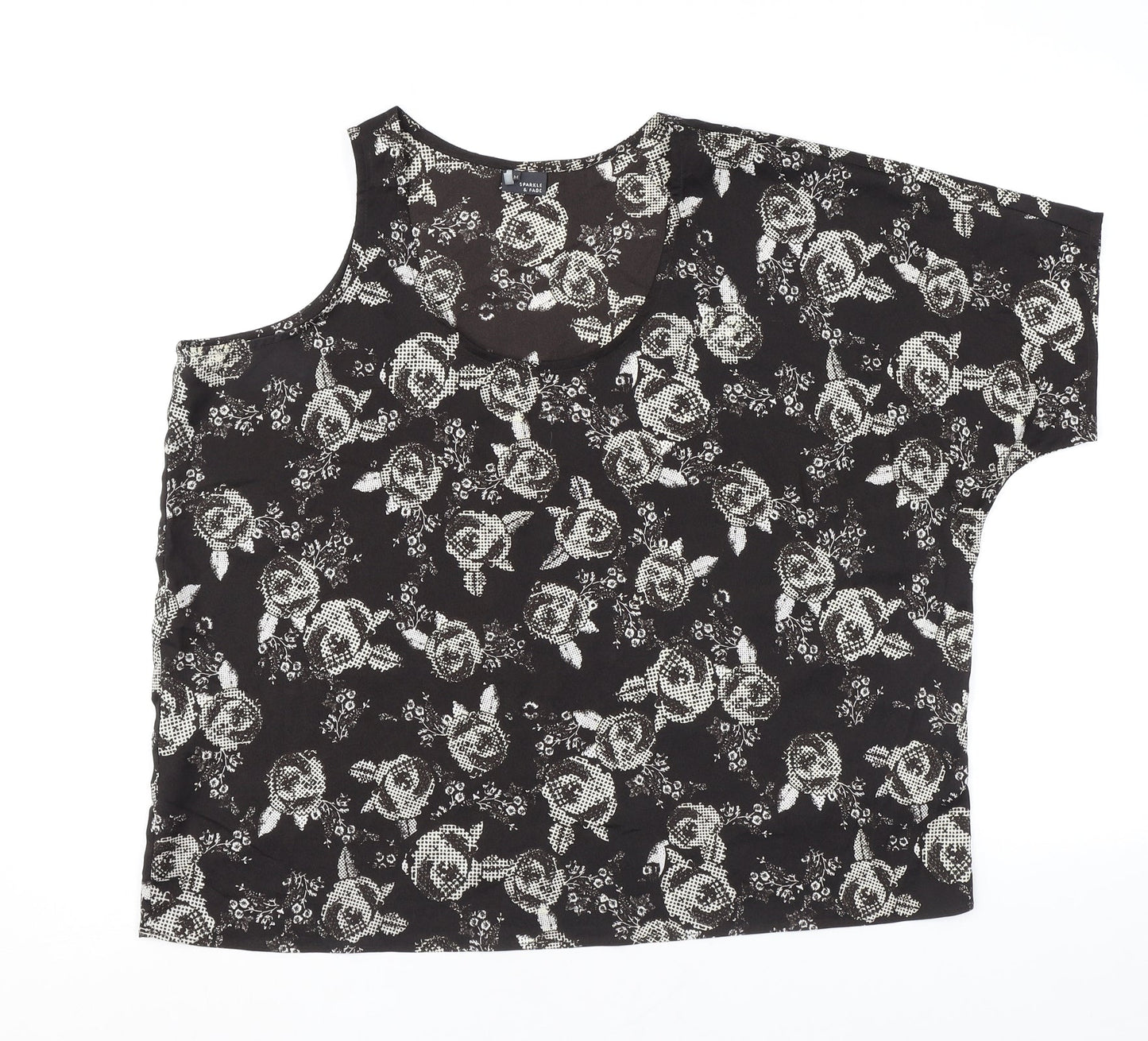 Womens UK Size M Sparkle & Fade Black Basic T-Shirt