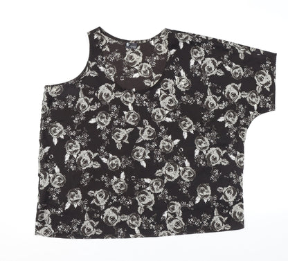 Womens UK Size M Sparkle & Fade Black Basic T-Shirt