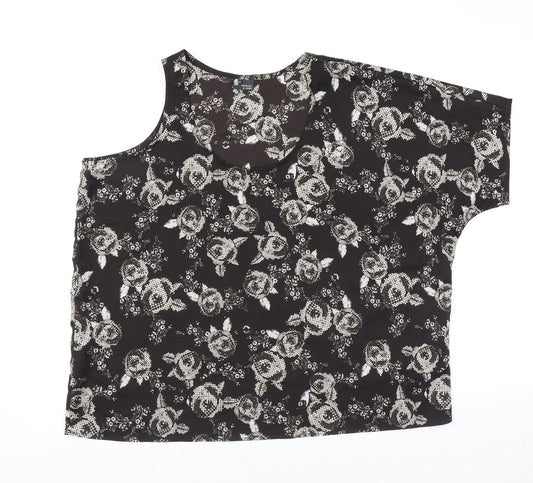 Womens UK Size M Sparkle & Fade Black Basic T-Shirt