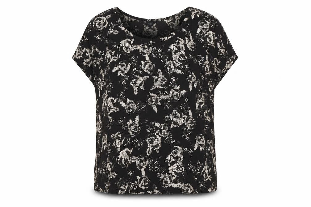 Womens UK Size M Sparkle & Fade Black Basic T-Shirt