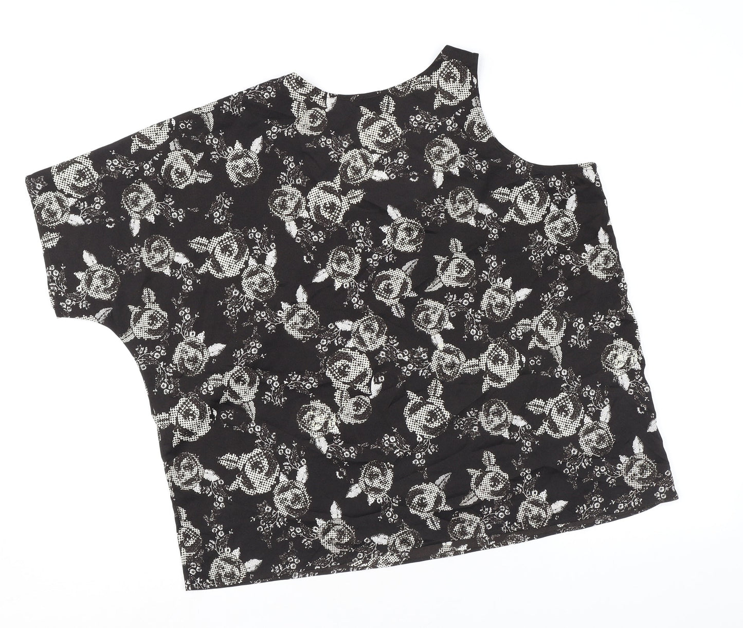 Womens UK Size M Sparkle & Fade Black Basic T-Shirt