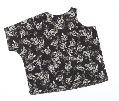 Womens UK Size M Sparkle & Fade Black Basic T-Shirt