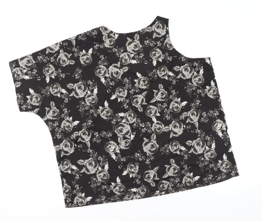 Womens UK Size M Sparkle & Fade Black Basic T-Shirt