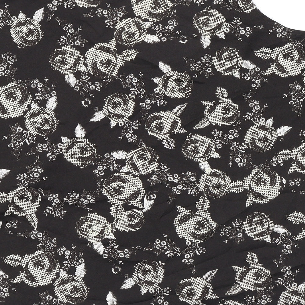 Womens UK Size M Sparkle & Fade Black Basic T-Shirt