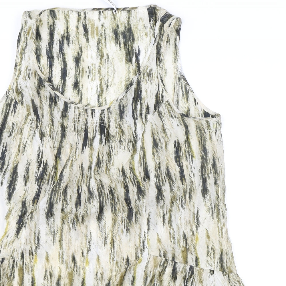 Autograph Womens Black Geometric Polyamide Basic Tank Size 14 Scoop Neck