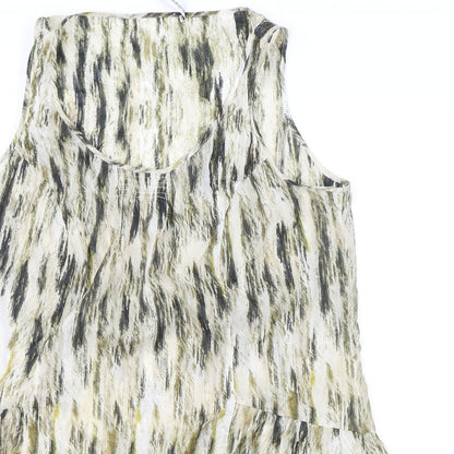 Autograph Womens Black Geometric Polyamide Basic Tank Size 14 Scoop Neck