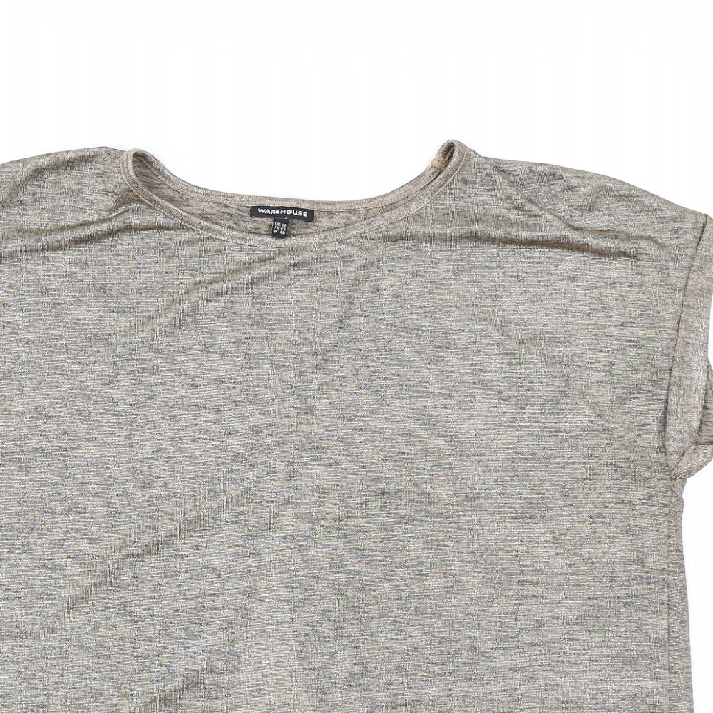 Womens UK Size 14 Warehouse Brown Basic T-Shirt