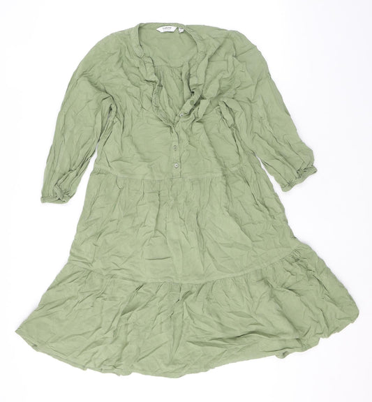 b.young Womens Green Viscose A-Line Size 10 Henley Button