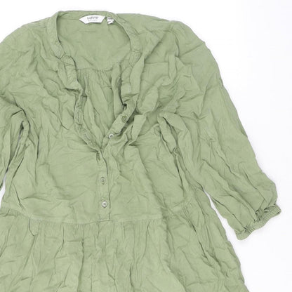 b.young Womens Green Viscose A-Line Size 10 Henley Button