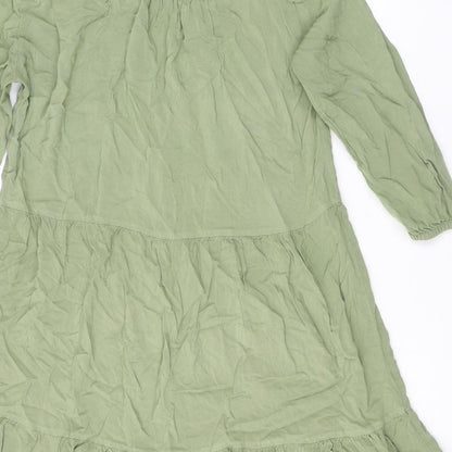 b.young Womens Green Viscose A-Line Size 10 Henley Button