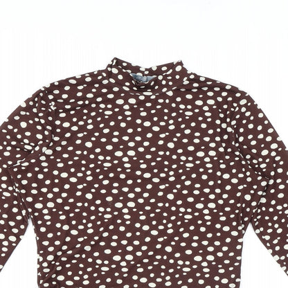 Michelle Keegan Womens Brown Geometric Polyester Bodysuit One-Piece Size 10 L12 in Snap