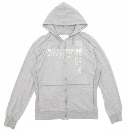 O Club Womens Grey Cotton Full Zip Hoodie Size L Zip