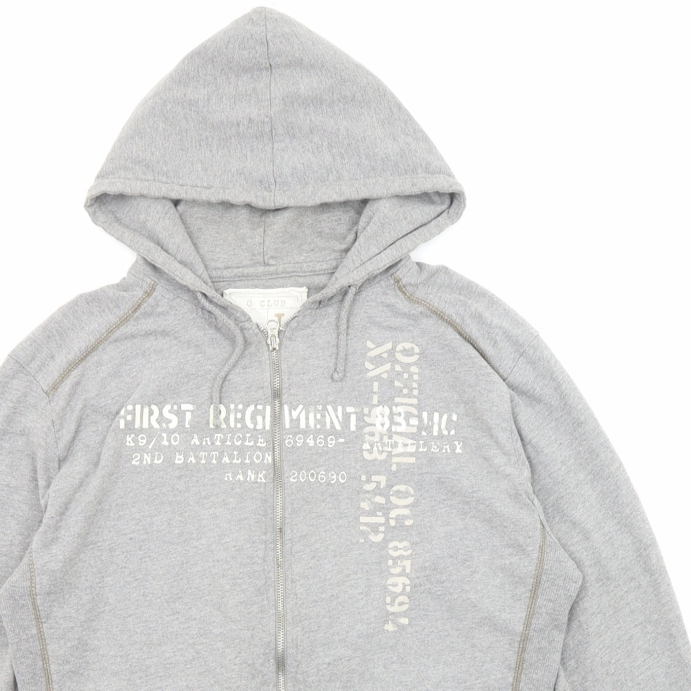 O Club Womens Grey Cotton Full Zip Hoodie Size L Zip
