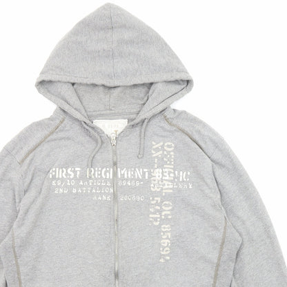 O Club Womens Grey Cotton Full Zip Hoodie Size L Zip
