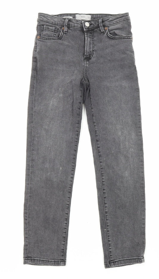 Mango Womens Grey Cotton Skinny Jeans Size 8 L25 in Regular Zip - Acid Wash Distressing