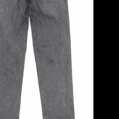 Mango Womens Grey Cotton Skinny Jeans Size 8 L25 in Regular Zip - Acid Wash Distressing
