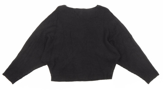 New Look Womens Black Round Neck Acrylic Pullover Jumper Size S