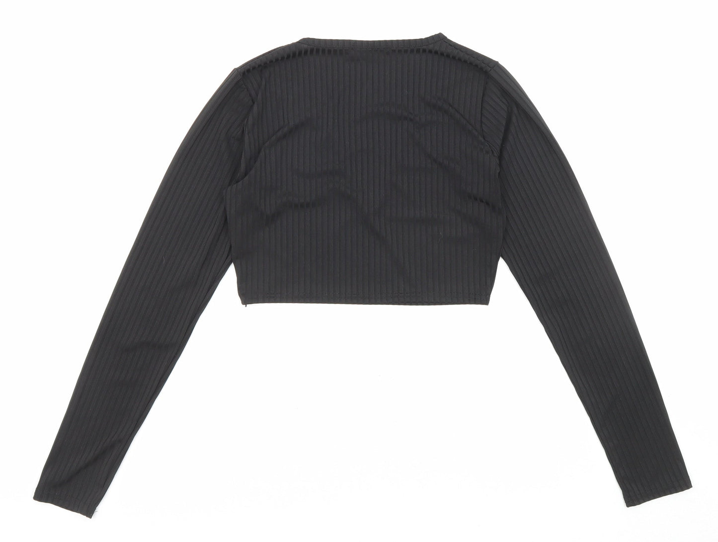 Womens UK Size 4 PRETTYLITTLETHING Black Cropped Blouse