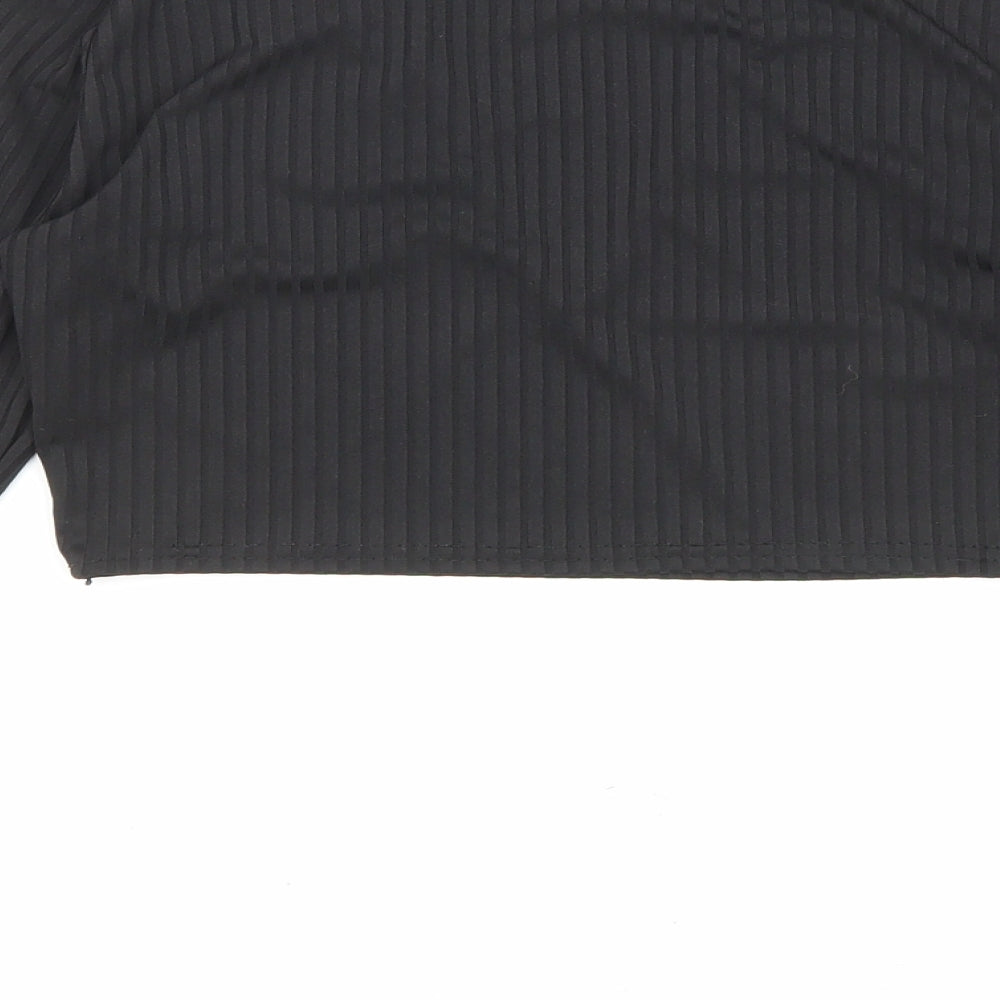 Womens UK Size 4 PRETTYLITTLETHING Black Cropped Blouse