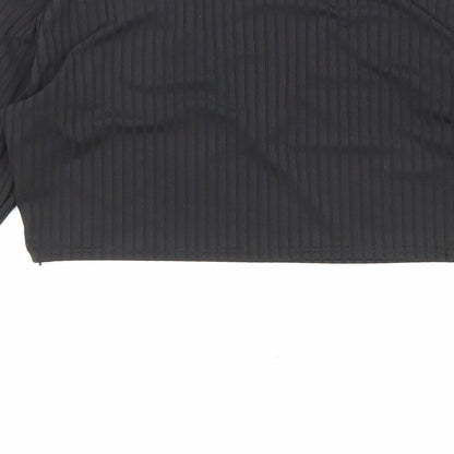 Womens UK Size 4 PRETTYLITTLETHING Black Cropped Blouse