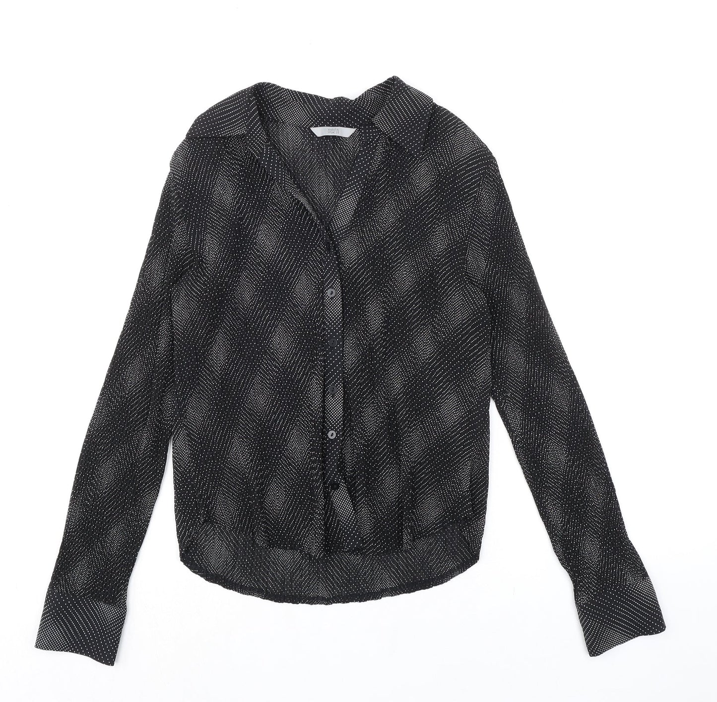 Womens UK Size 12 Marks and Spencer Black Basic Button-Up