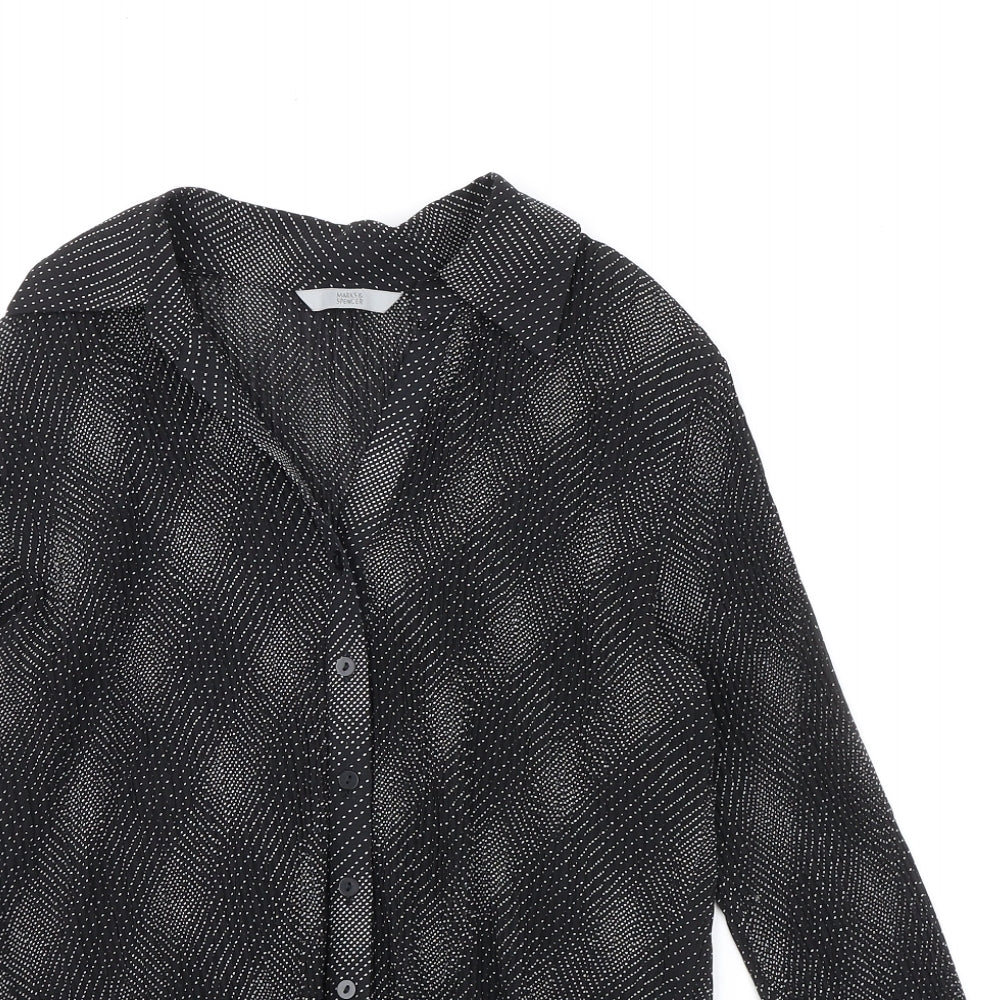 Womens UK Size 12 Marks and Spencer Black Basic Button-Up