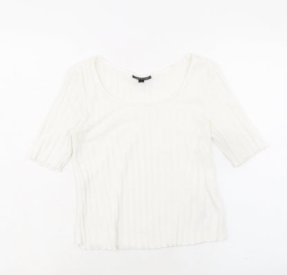 Womens UK Size 8 Topshop White Basic T-Shirt