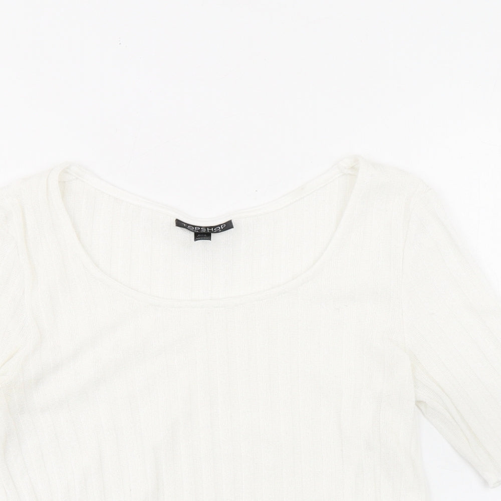 Womens UK Size 8 Topshop White Basic T-Shirt