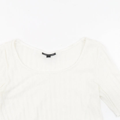 Womens UK Size 8 Topshop White Basic T-Shirt