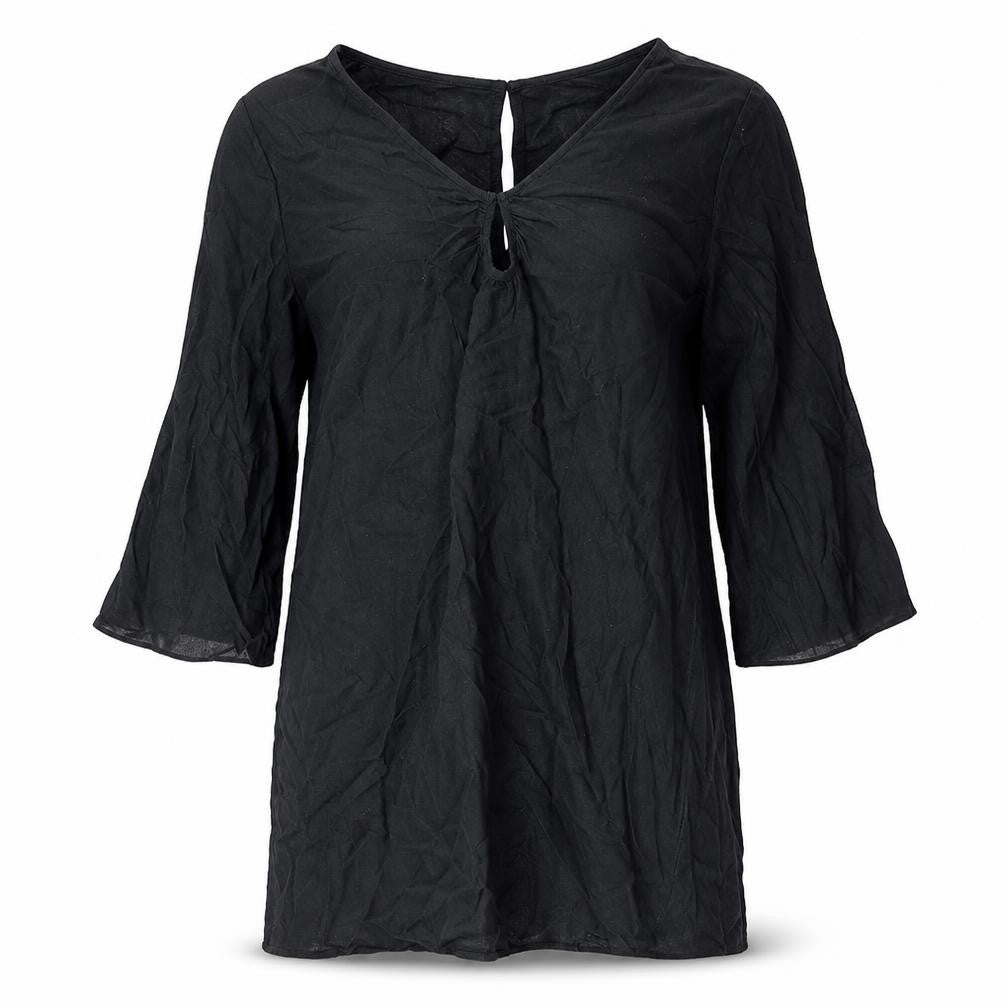 Marks and Spencer Womens Black Flax A-Line Size M V-Neck Pullover