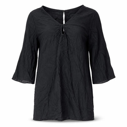 Marks and Spencer Womens Black Flax A-Line Size M V-Neck Pullover