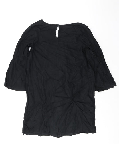 Marks and Spencer Womens Black Flax A-Line Size M V-Neck Pullover